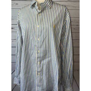 Ralph Lauren Polo Shirt Classic Fit Mens XL Extra Large Button front Stripe Mens